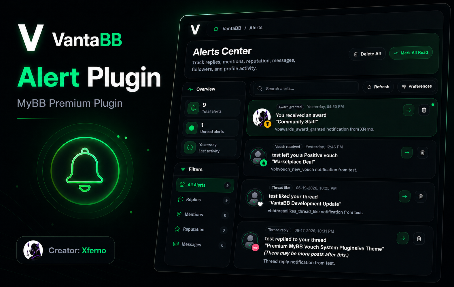 VantaBB Alert Plugin - Premium MyBB Alerts System